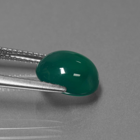 3.39캐럿 천연 중간 짙은 녹색 아게이트, 타원형 컷, 10.1×9.2 mm, 투명한