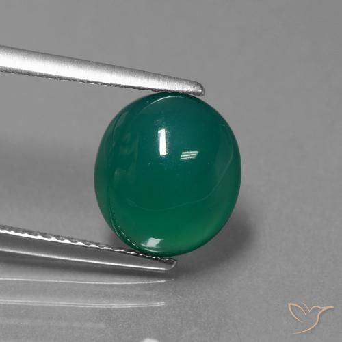 3.54ct 자연스러운 녹색 마노, 타원형, 투명한