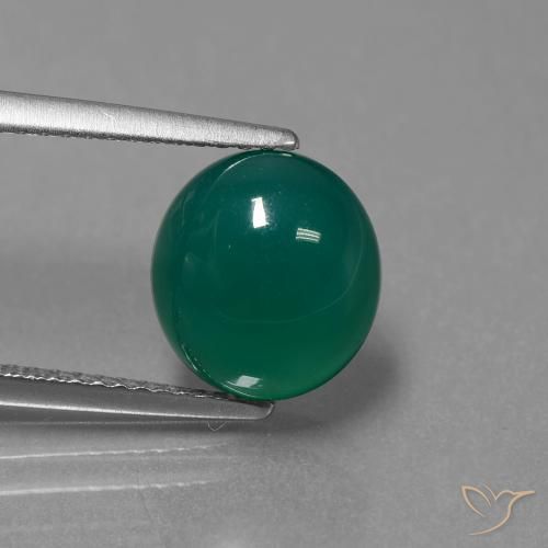 3.46ct 자연스러운 녹색 마노, 타원형, 투명한