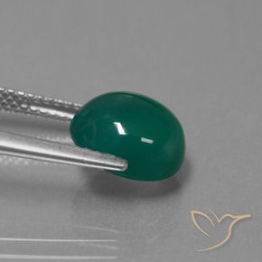 3.46캐럿 천연 녹색 마노, 타원형 컷, 투명한