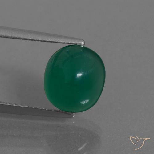 2.99ct 자연스러운 미디엄 딥 그린 마노, 타원형, 투명한