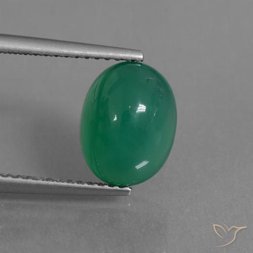 3.28ct 자연스러운 파인 그린 마노, 타원형, 투명한