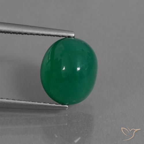 3.95ct 자연스러운 미디엄 그린 마노, 타원형, 투명한