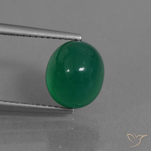 3.44ct 자연스러운 포레스트 그린 마노, 타원형, 투명한