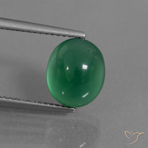 3.46ct 자연스러운 따뜻한 녹색 마노, 타원형, 투명한
