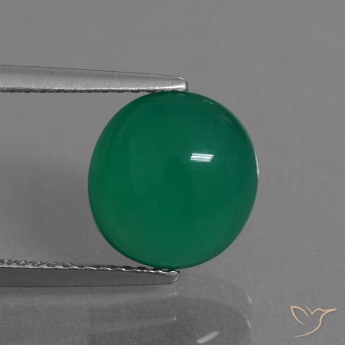 3.31ct 자연스러운 미디엄 그린 마노, 타원형, 투명한