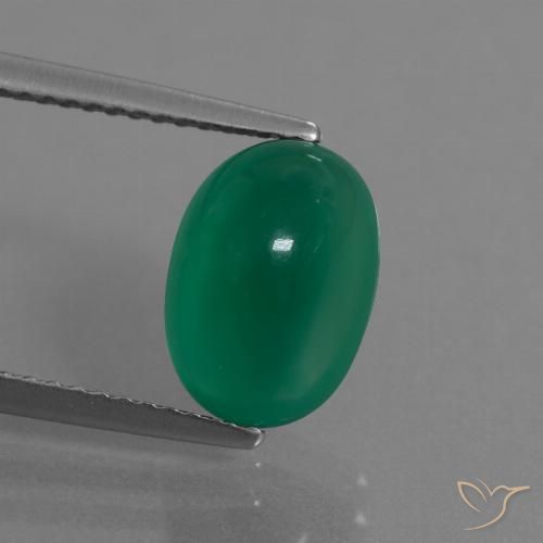 3.62ct 자연스러운 미디엄 그린 마노, 타원형, 투명한