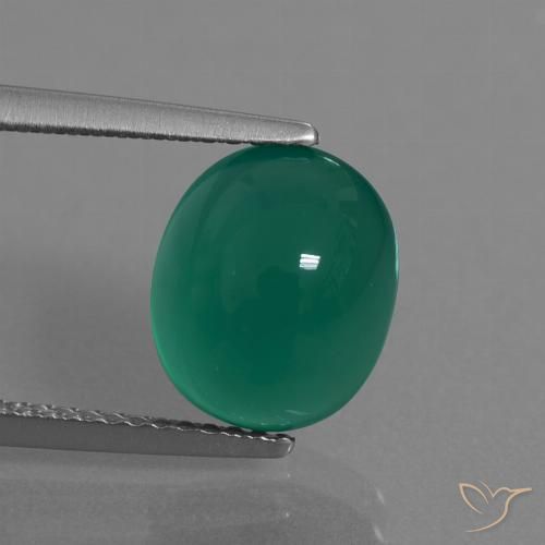 3.76ct 자연스러운 파인 그린 마노, 타원형, 투명한