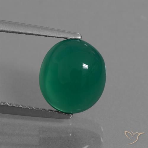 3.36ct 자연스러운 포레스트 그린 마노, 타원형, 투명한