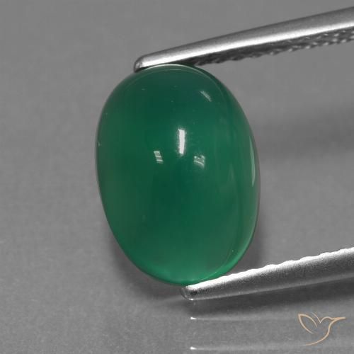 2.97ct 자연스러운 포레스트 그린 마노, 타원형, 투명한