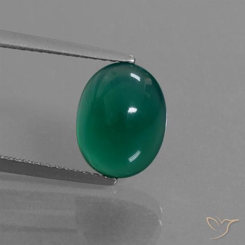 3.64ct 자연스러운 포레스트 그린 마노, 타원형, 투명한