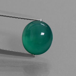 3.39캐럿 천연 미디엄 그린 마노, 타원형 컷, 투명한