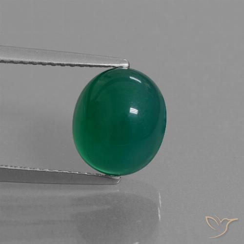 3.73ct 자연스러운 미디엄 그린 마노, 타원형, 투명한