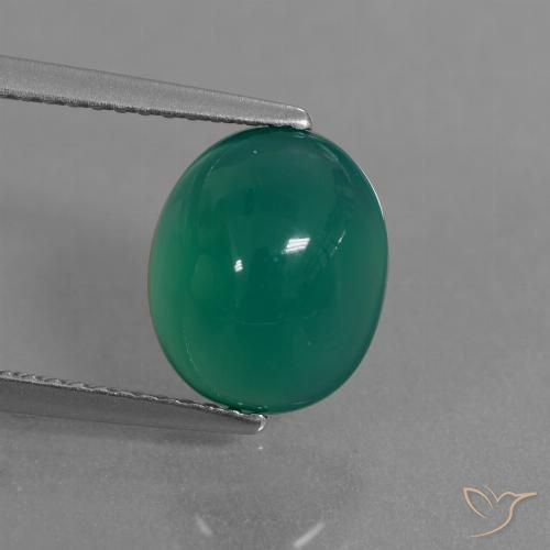 3.30ct 자연스러운 미디엄 그린 마노, 타원형, 투명한