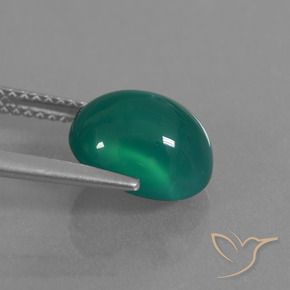 3.30캐럿 천연 미디엄 그린 마노, 타원형, 투명한