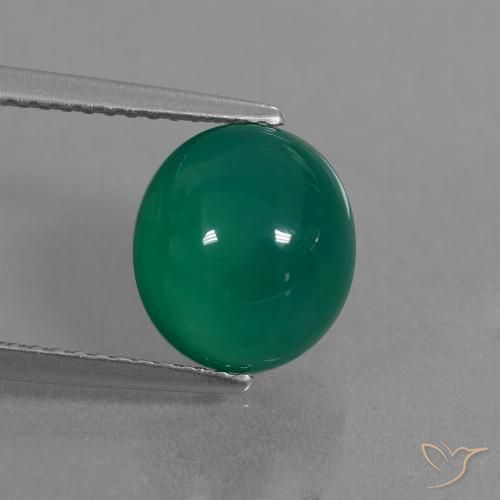 3.73ct 자연스러운 미디엄 그린 마노, 타원형, 투명한