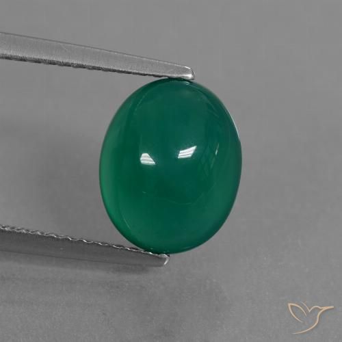 3.12ct 자연스러운 녹색 마노, 타원형, 투명한