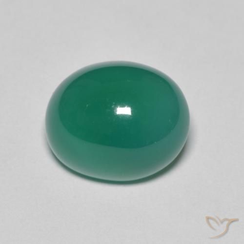 3.50ct 자연스러운 미디엄 그린 마노, 타원형, 투명한