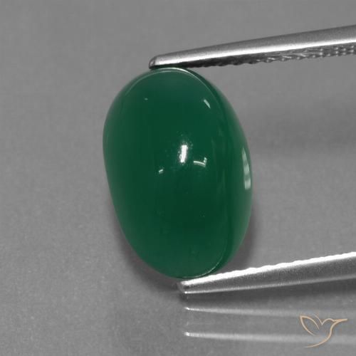4.26ct 자연스러운 미디엄 그린 마노, 타원형, 투명한