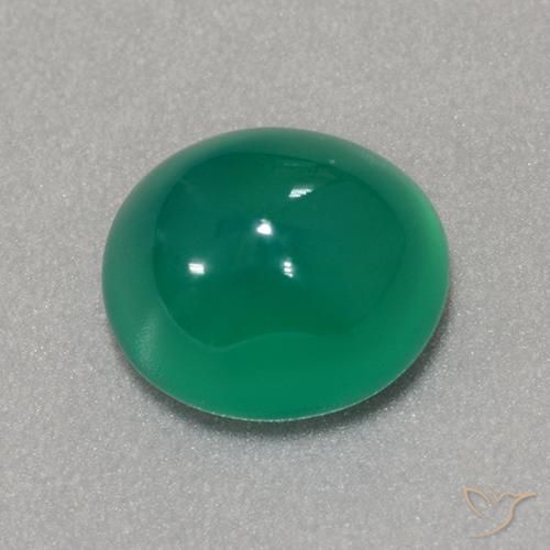 3.20ct 자연스러운 미디엄 그린 마노, 타원형, 투명한