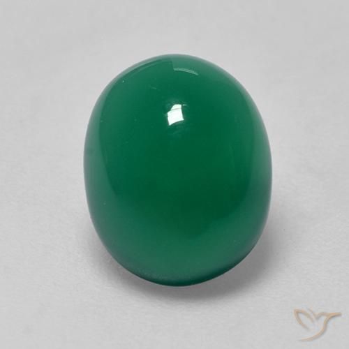 3.00캐럿 천연 미디엄 그린 아게이트, 타원형 컷, 10.4×8.3 mm, 투명한