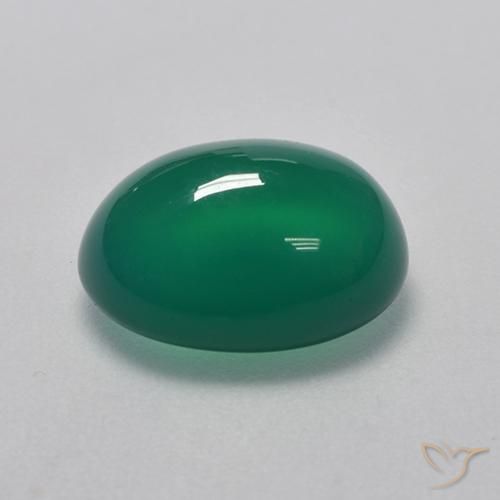 3.00캐럿 천연 미디엄 그린 아게이트, 타원형 컷, 10.4×8.3 mm, 투명한