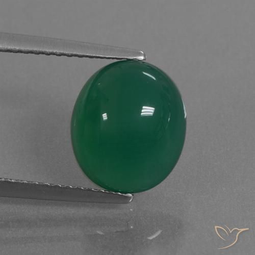 3.37ct 자연스러운 녹색 마노, 타원형, 투명한, Photo A