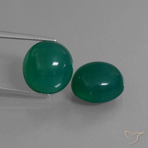 16.71캐럿 천연 그린 아게이트 보석, 타원형 컷, 12.9×12.3 mm, 투명한