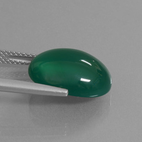 7.02캐럿 천연 미디엄 딥 그린 아게이트, 타원형 컷, 14.5×11.4 mm, 투명한