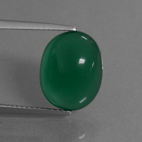 6.27캐럿 천연 포레스트 그린 아게이트, 타원형 컷, 13.4×10.5 mm, 투명한