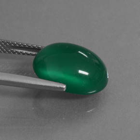 6.27캐럿 천연 포레스트 그린 아게이트, 타원형 컷, 13.4×10.5 mm, 투명한