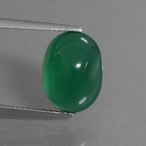 5.72캐럿 천연 미디엄 그린 아게이트, 타원형 컷, 13.1×9.7 mm, 투명한