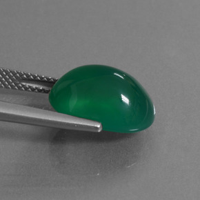 5.72캐럿 천연 미디엄 그린 아게이트, 타원형 컷, 13.1×9.7 mm, 투명한