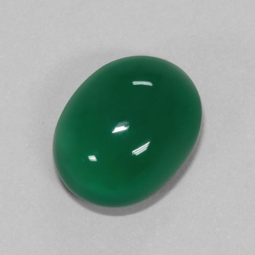 6.67캐럿 천연 미디엄 그린 아게이트, 타원형 컷, 13.4×10.5 mm, 투명한