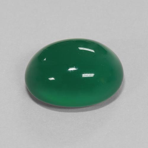 6.67캐럿 천연 미디엄 그린 아게이트, 타원형 컷, 13.4×10.5 mm, 투명한
