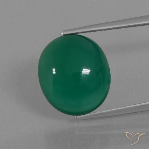 7.56ct 자연스러운 미디엄 그린 마노, 타원형, 투명한
