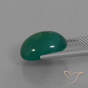 7.56캐럿 천연 미디엄 그린 마노, 타원형, 투명한