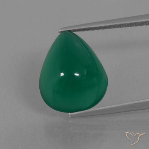 6.44ct 자연스러운 미디엄 그린 마노, 배 모양, 투명한