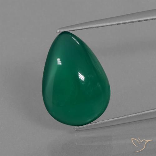 5.45ct 자연스러운 포레스트 그린 마노, 배 모양, 투명한