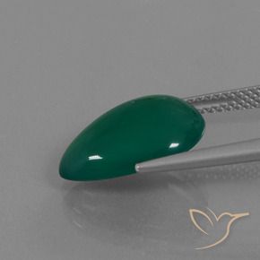 5.45캐럿 천연 포레스트 그린 마노, 배 모양, 투명한