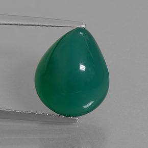 8.02캐럿 천연 미디엄 그린 아게이트, 배 모양, 13.9×11.5 mm, 투명한