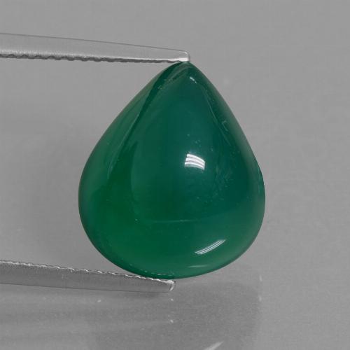 8.45캐럿 천연 포레스트 그린 아게이트, 배 모양, 13.8×12.1 mm, 투명한