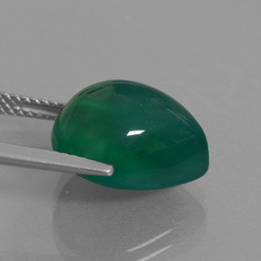 8.45캐럿 천연 포레스트 그린 아게이트, 배 모양, 13.8×12.1 mm, 투명한