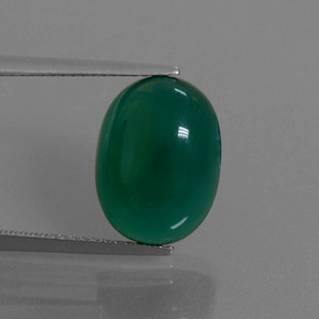 7.42캐럿 천연 그린 아게이트, 타원형 컷, 14.3×10.5 mm, 투명한