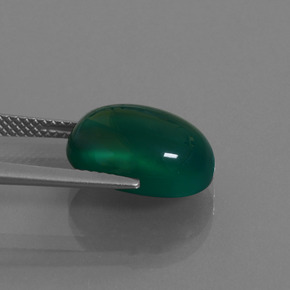 7.42캐럿 천연 그린 아게이트, 타원형 컷, 14.3×10.5 mm, 투명한