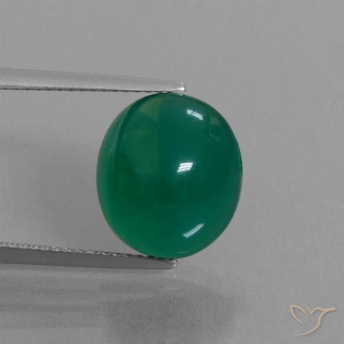 7.58ct 자연스러운 포레스트 그린 마노, 타원형, 투명한