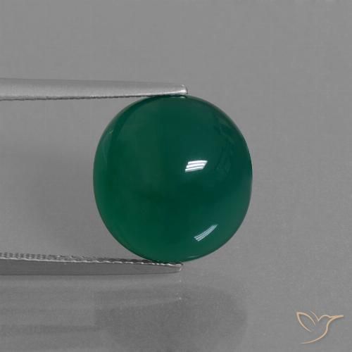 7.80ct 자연스러운 중간 짙은 녹색 마노, 타원형, 투명한