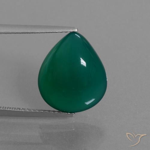 7.33캐럿 천연 그린 아게이트, 배 모양, 14.6×12.5 mm, 투명한