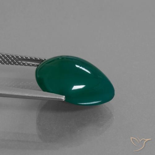 7.33캐럿 천연 그린 아게이트, 배 모양, 14.6×12.5 mm, 투명한