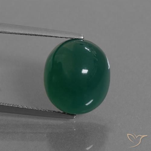 8.19ct 자연스러운 녹색 마노, 타원형, 투명한